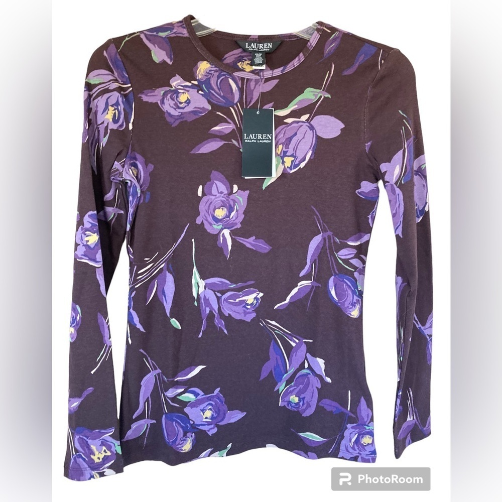 Lauren Ralph Lauren Floral Cotton Long-Sleeve‎ Tee XS